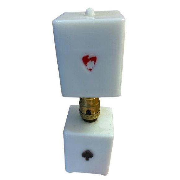 1930s Ceramic Houze Glass Co. Playing Card Lamp Milk Glass - Picture 2 of 7